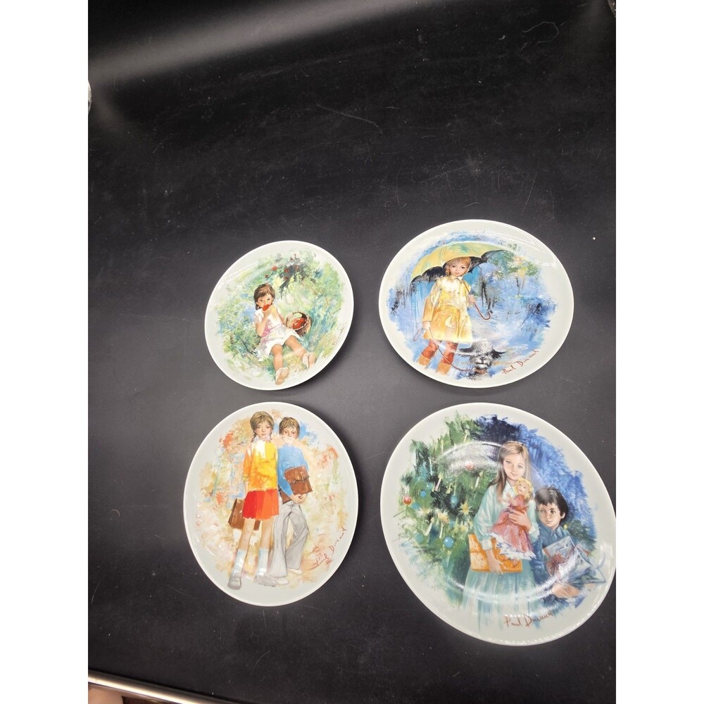 Set of 4 Paul Durand Plates Children Les Enfants Limoges Turgot France 8 inch